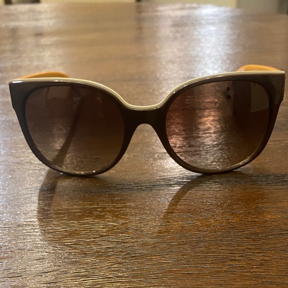 Tory Burch Brown Sunglasses with Yellow Temples - Picture 3 of 4